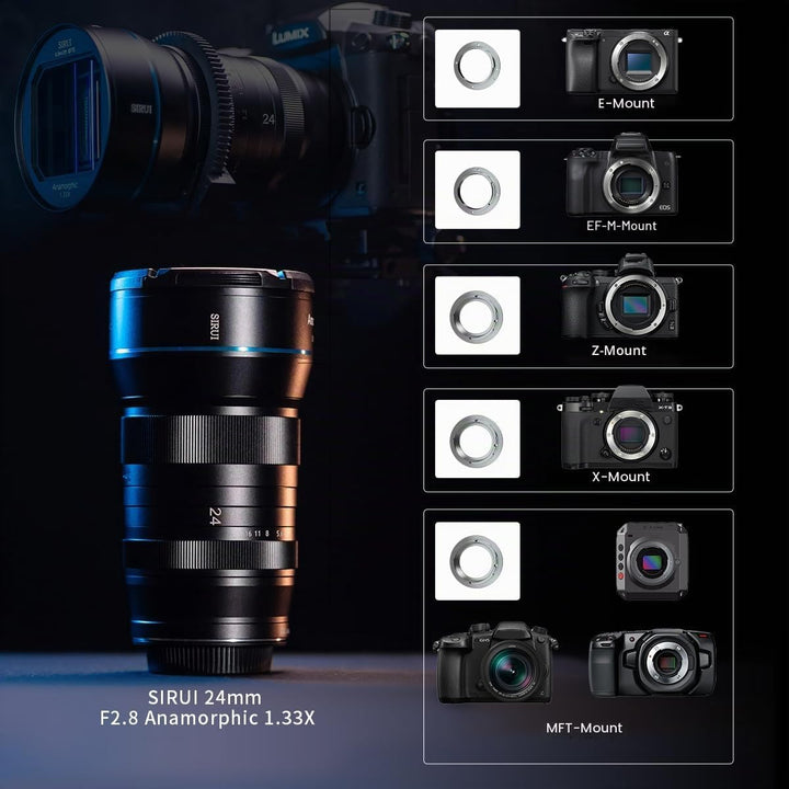 SIRUI 24 mm F2.8 anamorphes Objektiv, 1,33x APS-C (X-Halterung) X Mount, X Mount