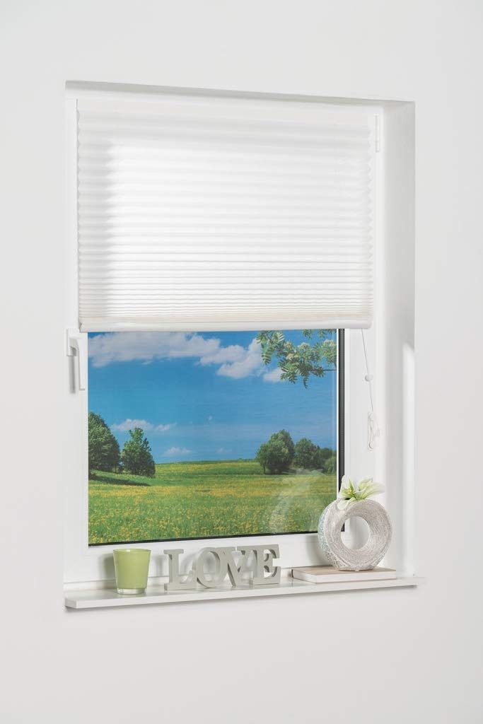 K-home Klebe-Plissee, Weiss, 100 x 210 cm 100 x 210 cm Weiss, 100 x 210 cm Weiss