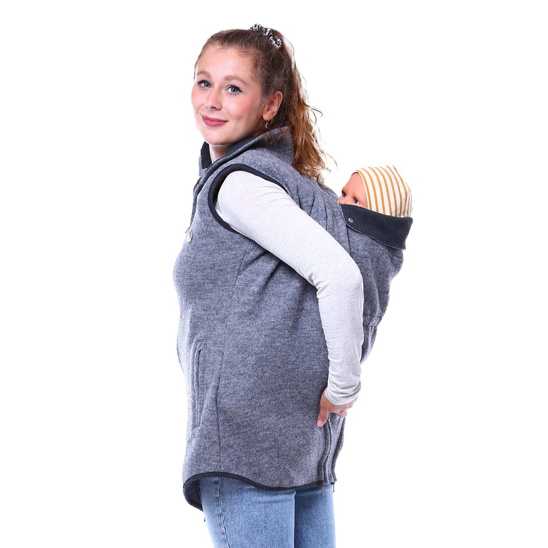 Viva la Mama - Wollweste Trageweste aus Wolle zum Babytragen Umstandsweste - PEVE - grau - M M Grau,