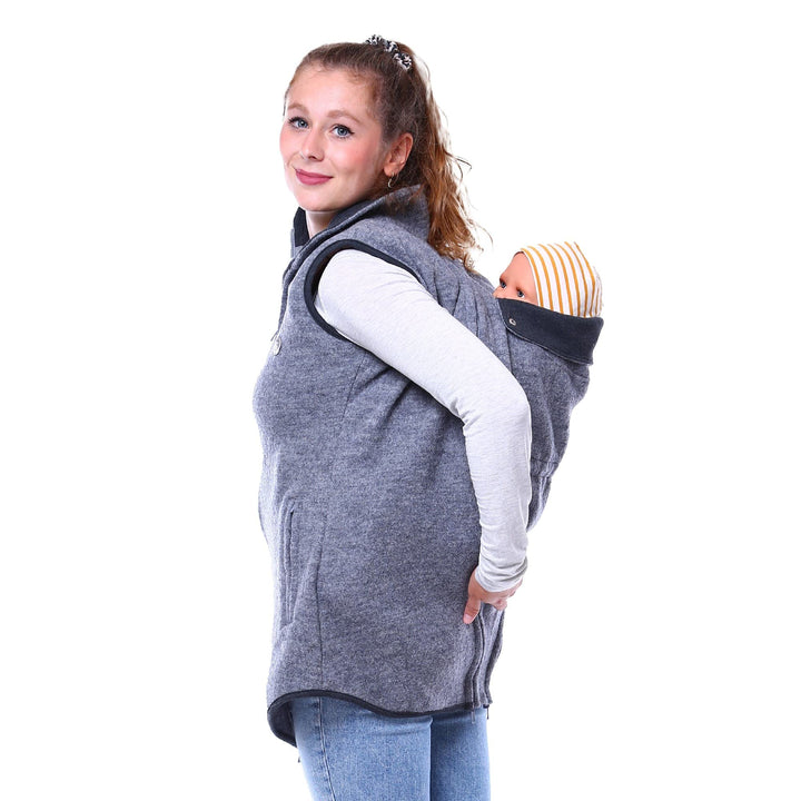 Viva la Mama - Wollweste Trageweste aus Wolle zum Babytragen Umstandsweste - PEVE - grau - M M Grau,