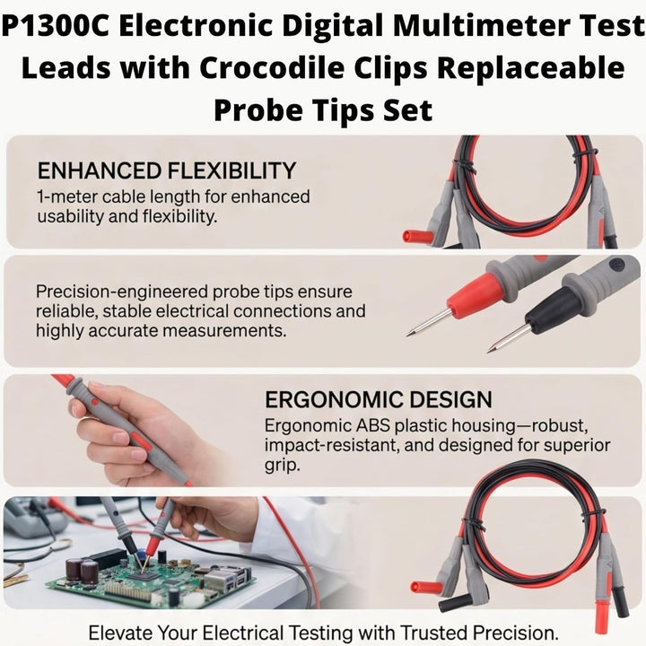 Messleitungen Multimeter Kabel Prüfkabel Set Elektronisches digitales Messleitungs-Kit für 1M mit Kr