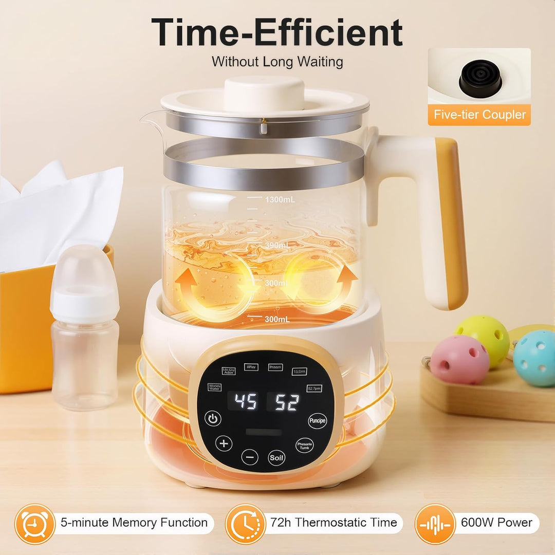 1,3L Flaschenwärmer Baby, 600w Flaschenzubereiter Baby, 72 Stunden Thermostat Bottle Warmer, Einstel