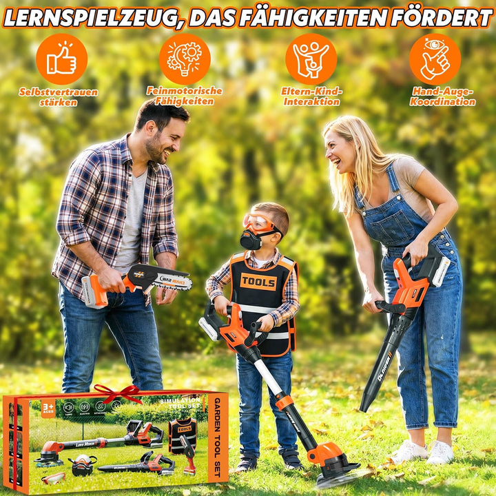 10 in 1 Gartenwerkzeug Kinder, Garten Outdoor Spielzeug ab 3 Jahre, Kinder Rasenmäher, Laubbläser &amp;