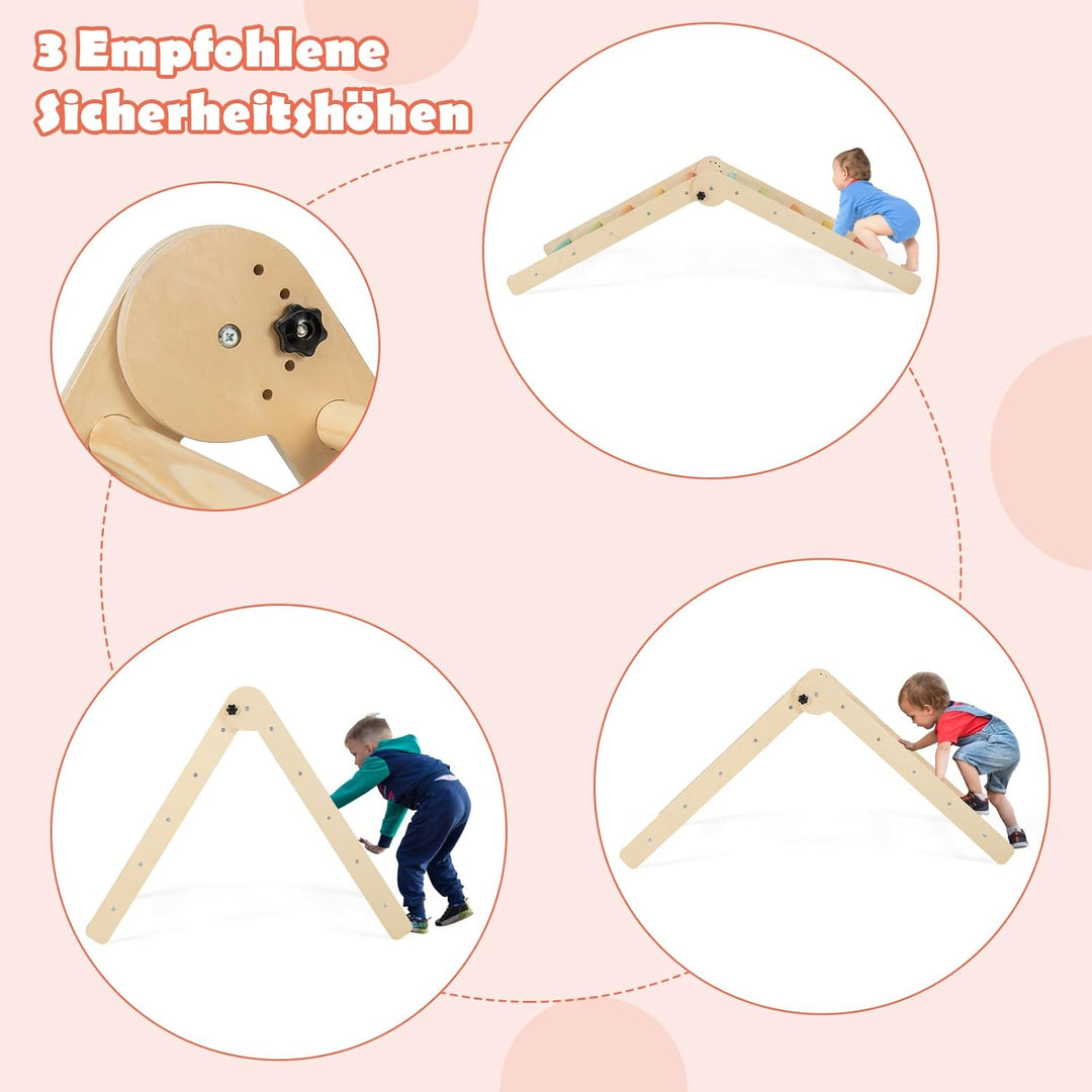 DREAMADE Montessori Klettergerüst Indoor, Holzdreieck Kletterspielzeug aus Holz, Kletterdreieck mit
