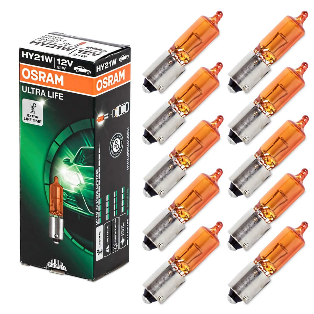 Osram 64137L Original Frontscheinwerfer HY21W, 12V, Faltschachtel, Anzahl 10 10 Lamps HY21W, 10 Lamp