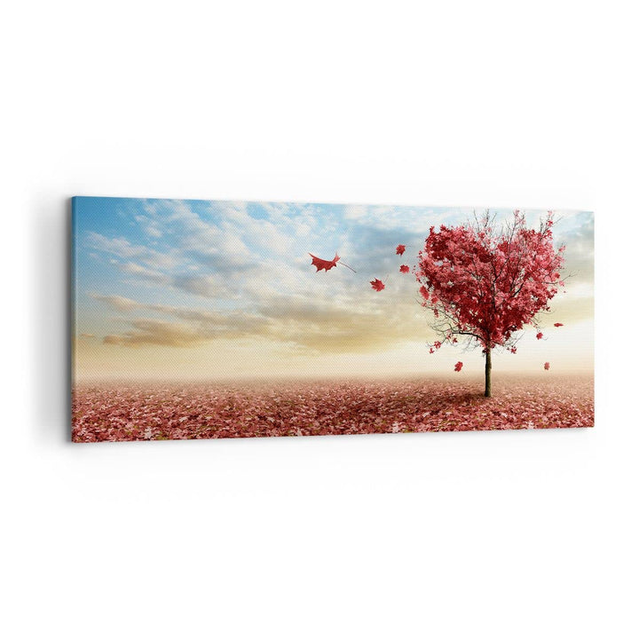 Wandbilder Dekoration Wohnzimmer Abstraktion Herbst Baum Blatt Panorama Bilder auf Leinwand 120x50cm