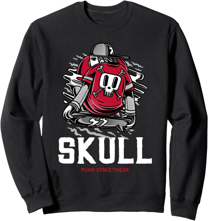 Punk-Skater-Shirt, Totenkopf, Punk, Streetwear Sweatshirt