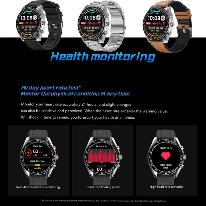 Smartwatch Herren mit Telefonfunktion, 1,39" DIY HD Voll Touchscreen Uhren Fitness Tracker 123 Sport