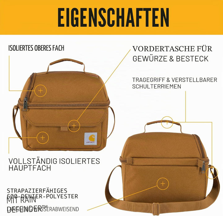 Carhartt Lunchbox mit 12 Dosen, zwei Fächern, langlebig, vollständig isolierte Lunchtasche für Damen