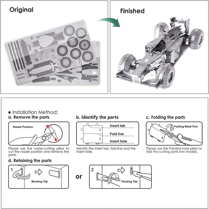 Piececool 3D Puzzle Metall, Formel-Rennen für Modellbausatz Erwachsene, 3D-Puzzles zu Bauen, BAU, Ba