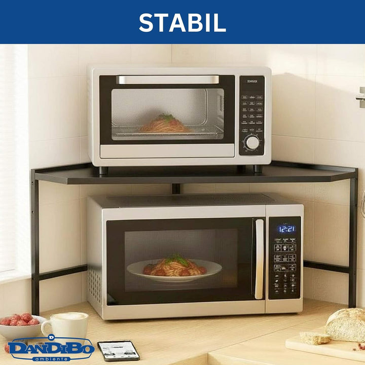 DanDiBo Eckregal Küche Arbeitsplatte Küchenregal 72x72 cm Mikrowellenregal Schwarz 2 Stufig 96688 Mi