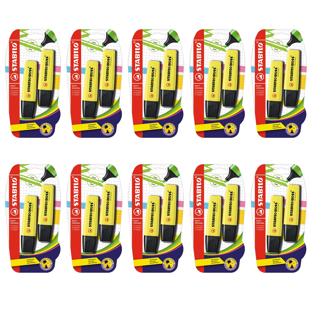 Textmarker - STABILO BOSS ORIGINAL - 10x 2er Pack - gelb
