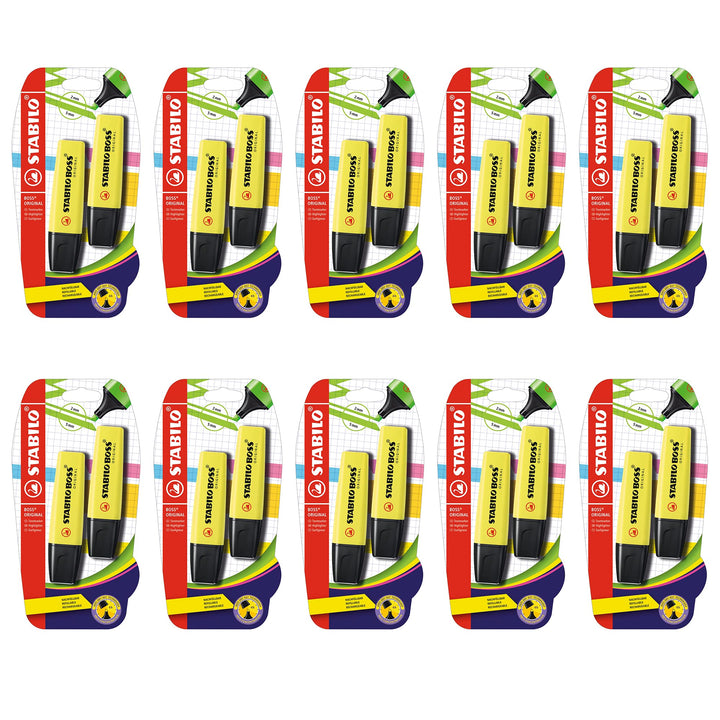 Textmarker - STABILO BOSS ORIGINAL - 10x 2er Pack - gelb