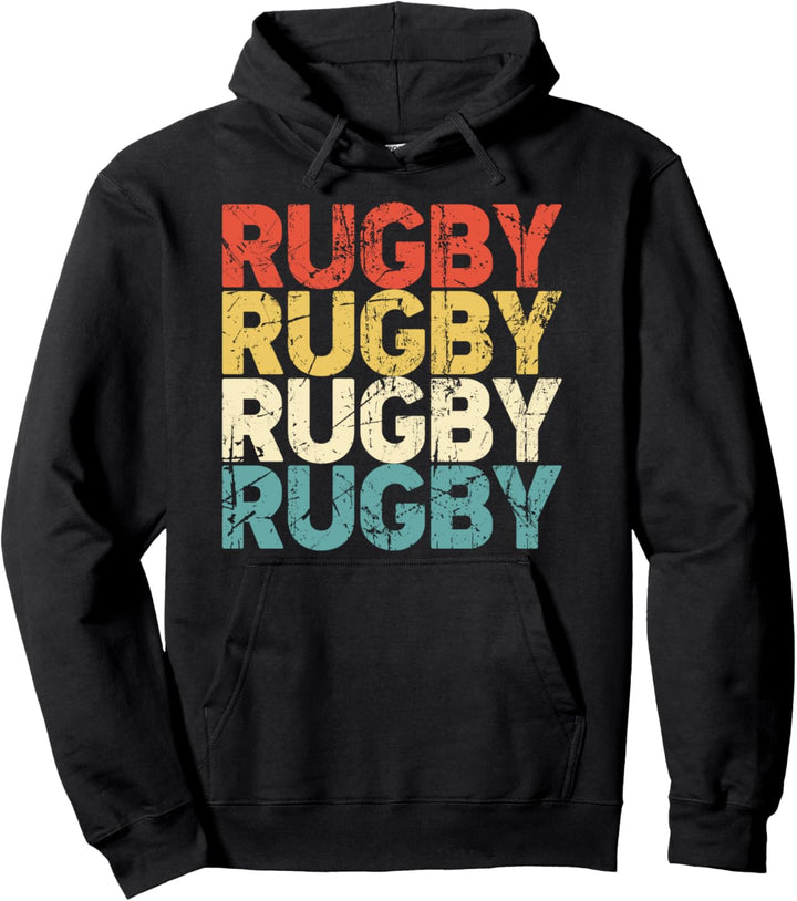 Retro Rugby Player Gift - Vintage Rugby Pullover Hoodie