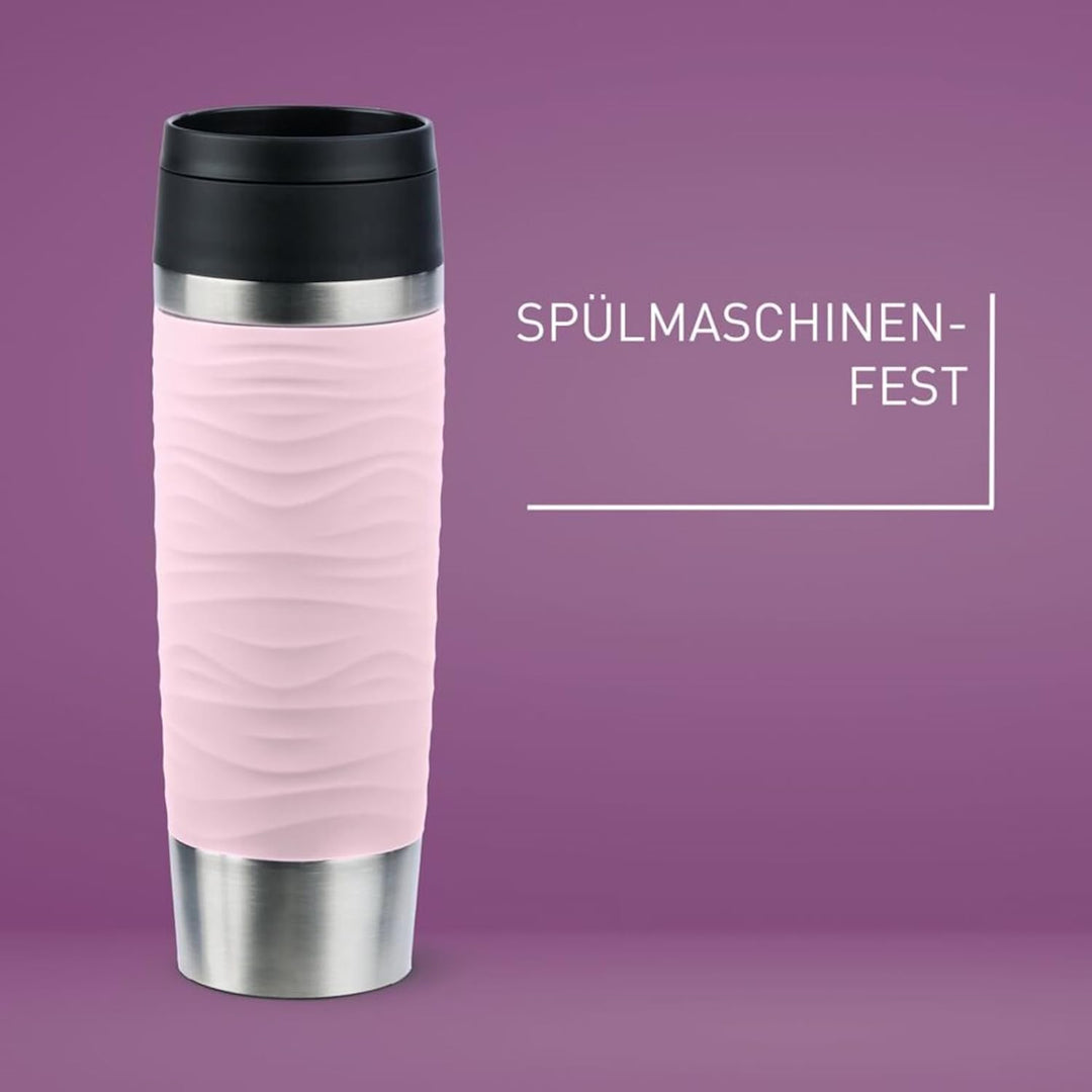 Emsa N20227 Travel Mug Wave Isolierbecher 0,5 Liter | neuer Komfort-Schraubverschluss | Edelstahl |