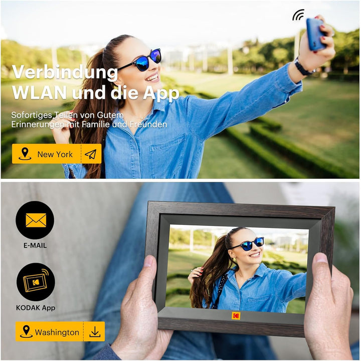 KODAK 10,1 Zoll WiFi Digitaler Bilderrahmen, 1280x800 HD IPS Touchscreen Smarter Bilderrahmen WLAN,