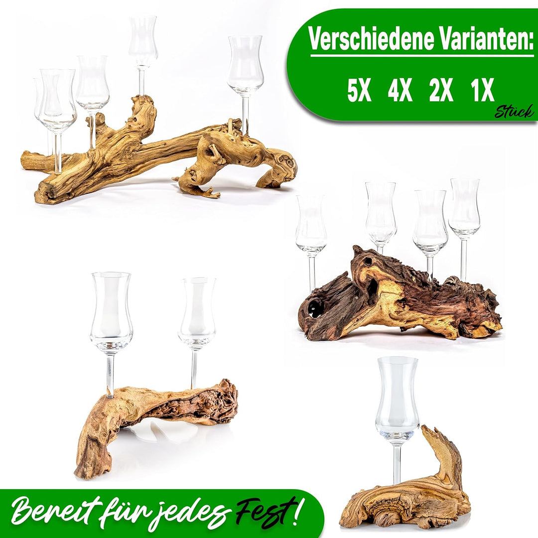 Deggelbam Schnapsgläser/Grappagläser/Grappawurzel edel auf Einer Wurzel aus echtem Holz. Jedes Stück