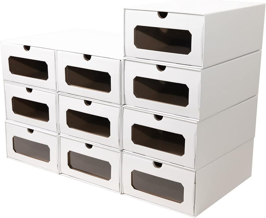 10 x PresentFill® Aufbewahrungsbox Weiss Schuhbox Schuhkiste Schuhschachtel Schuhkarton Ordnungsboxe