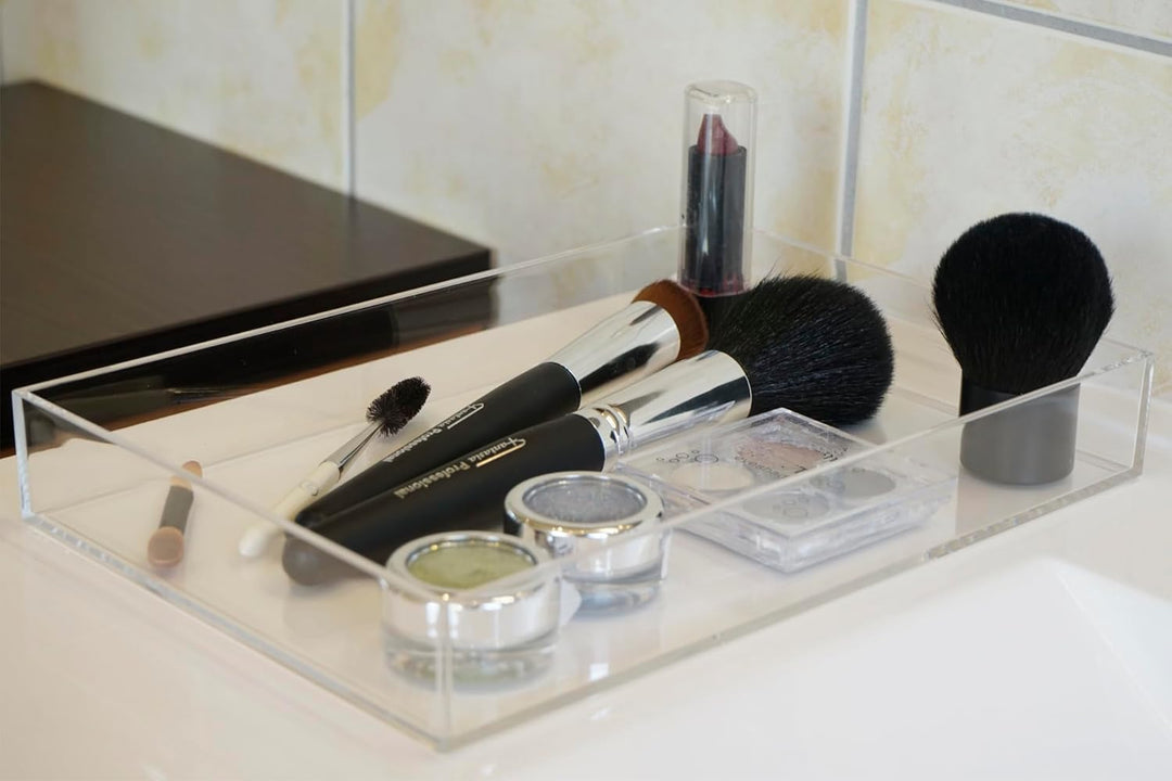 Fantasia Acryl Tablett Kunststoff Tablett Transparent zur Make Up Aufbewahrung von Kosmetik Pinsel u