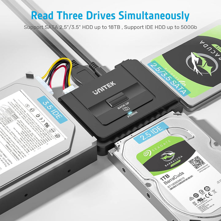 UNITEK USB 3.0 zu IDE SATA Konverter Externer Festplattenadapter für 2.5/3.5 Zoll HDD SSD Festplatte