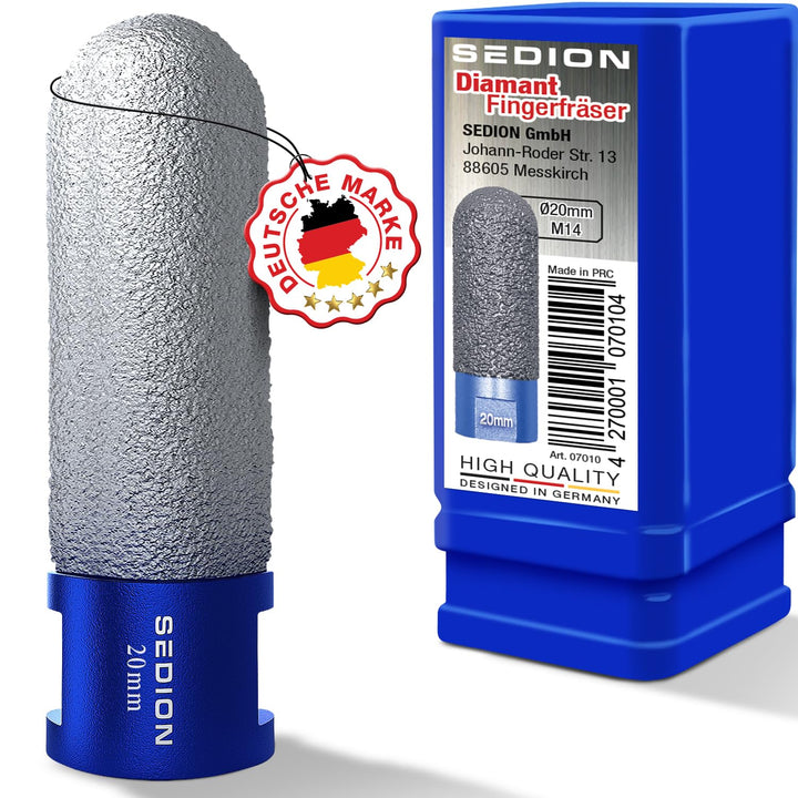 SEDION® Diamantfräser 20mm x M14 Premium - Exzellentes Bohren &amp; Fräsen von harten Fliesen - Fingerfr
