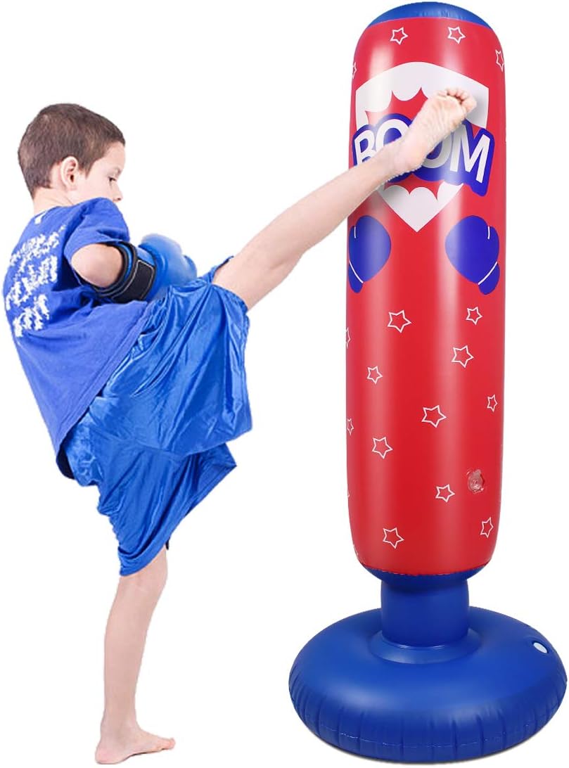 Schwerer Boxsack für Kinder Boxsack Standing Kickboxing Bag mit Stand Boxing Dummy aufblasbare Cool