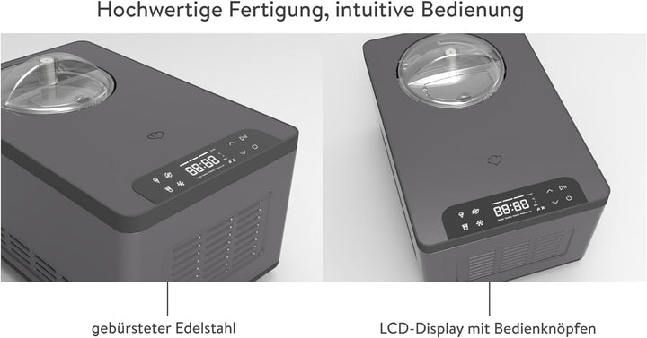 SPRINGLANE Eismaschine & Joghurtbereiter Elisa 2,0 L mit selbstkühlendem Kompressor 220 W, aus Edels