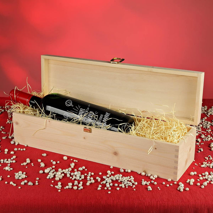 polar-effekt 2-TLG Wein Geschenk - mit Wunschname graviert - 0,7 Liter Weinflasche und Kiste mit Wun