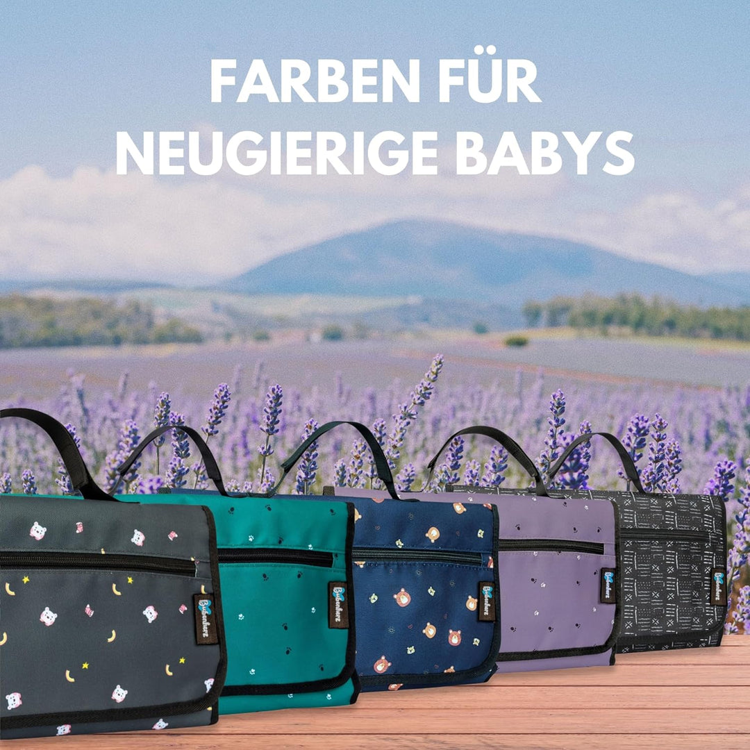 BUBENHERZ Windeltasche Für Baby & Kleinkind mit XL Wickelunterlage für unterwegs - Anti-Rutsch-Feuch