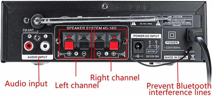 Etlephe Mini Verstärker,HIFI Verstärker,Bluetooth 5.0-Stereo Audio,12 V 220 V 600 W, 2 Kanäle, LCD-D