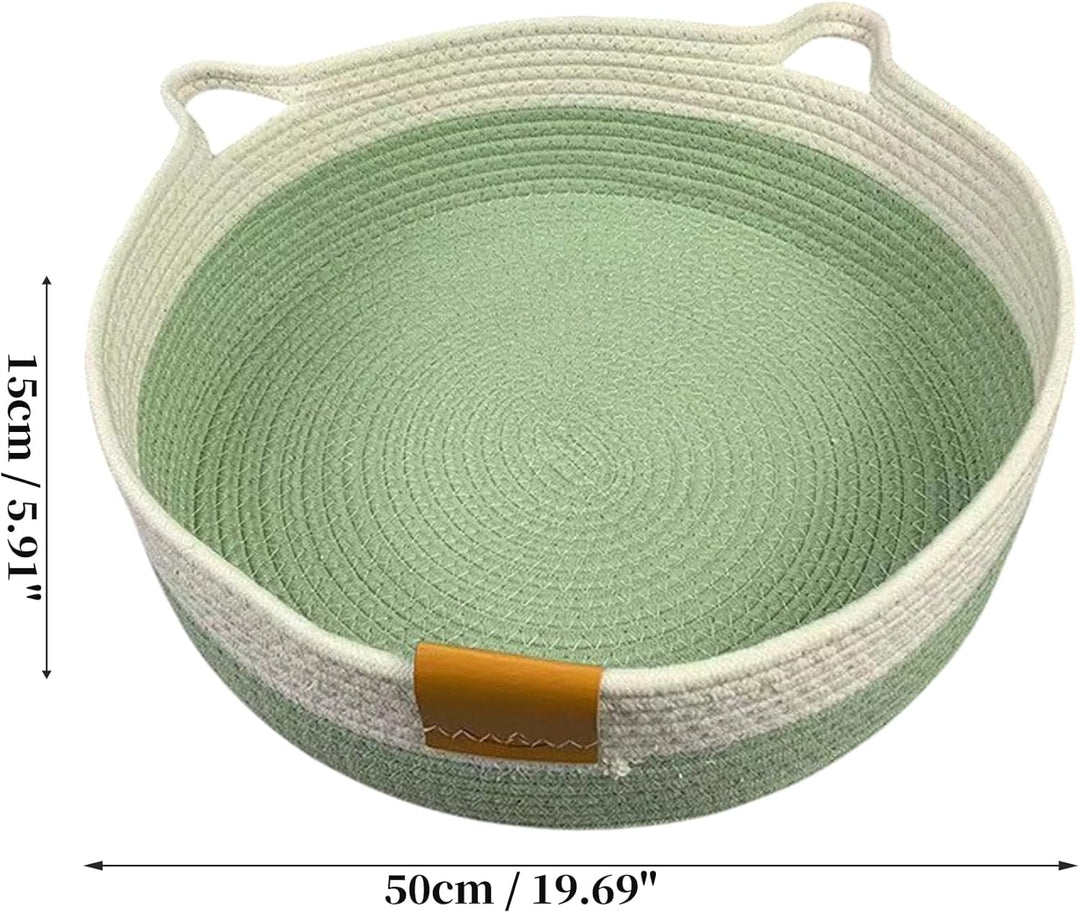 Gewebtes Katzenbett, 50 cm Durchmesser Faltbarer Korb-Nistplatz, Atmungsaktives Haustier-Liegebett,