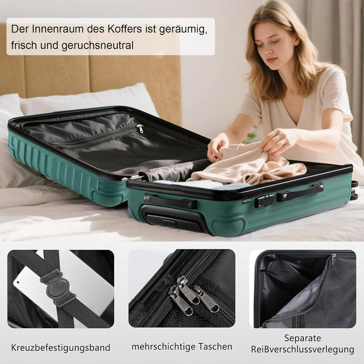 Koffer Set 3-teilig, Hartschalen Hartschalen Reisekoffer, Koffer & Trolleys mit 4 Rollen & Zahlensch