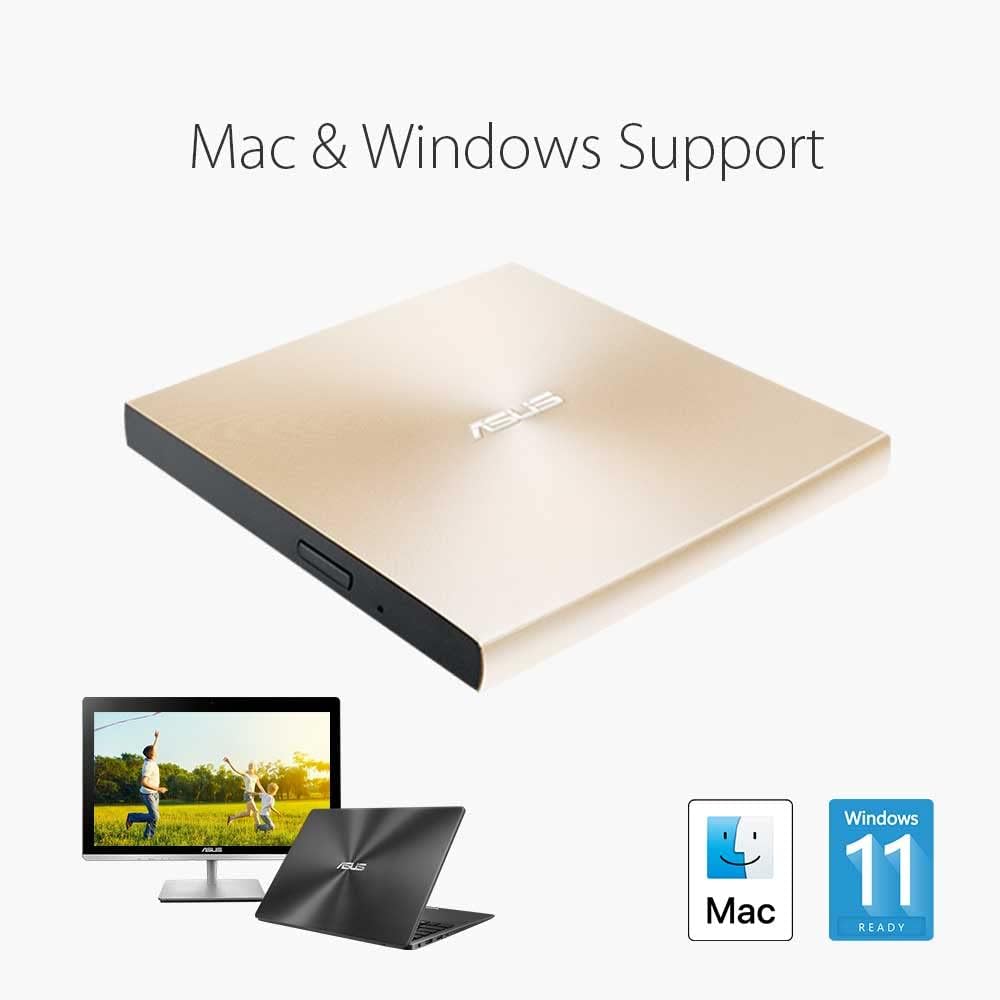 Asus ZenDrive U9M externer DVD-Brenner (für Apple MacBook &amp; Windows PCs/Notebooks, inkl. USB-C Kabel