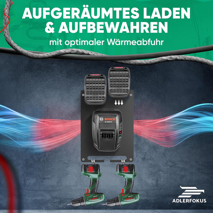 Wandhalterung für Bosch Power-for-All Akkus & Ladegeräte [Made in Germany] Bosch Akkuhalter mit Prem