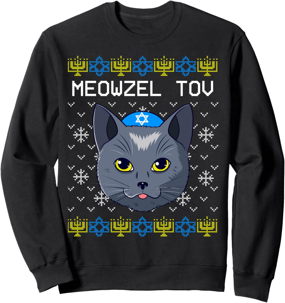 Meowzel Tov Hässliche Chanukka Katze Chanukah Jüdische Sweatshirt