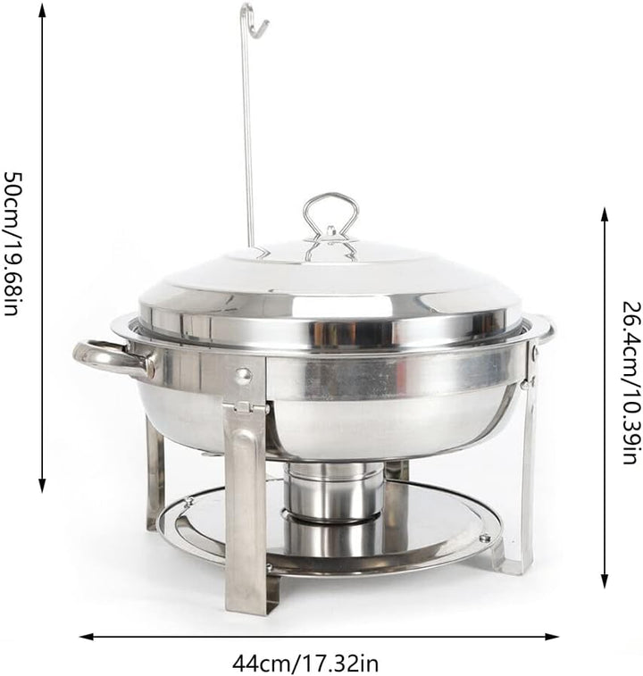 4L Rundes Chafing Dish Warmhaltebehälter, Edelstahl Chafing Dish Meal Stove Stand Top, Chafing Dish