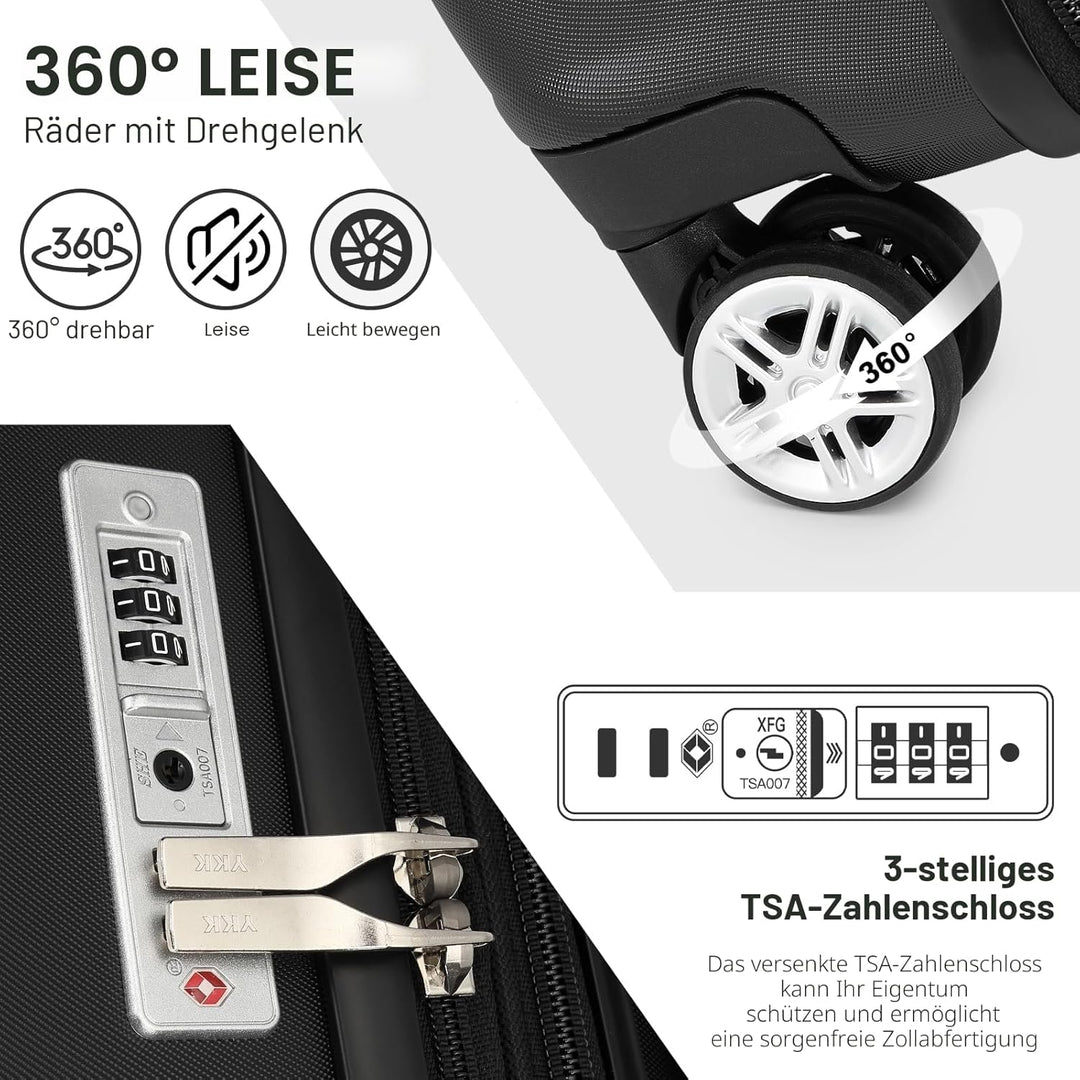 KONO Koffer Trolley Gross Erweiterbares Hartschalengepäck Leichte Koffer XL mit TSA-Schloss und 4 Do