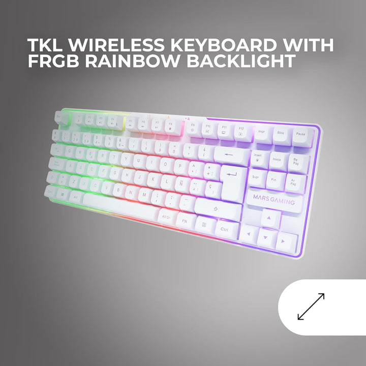 Mars Gaming MCPWTKL, Kabelloses Gaming-Combo, DualPro Link 2.4GPRO-Technologie, TKL FRGB Rainbow Tas