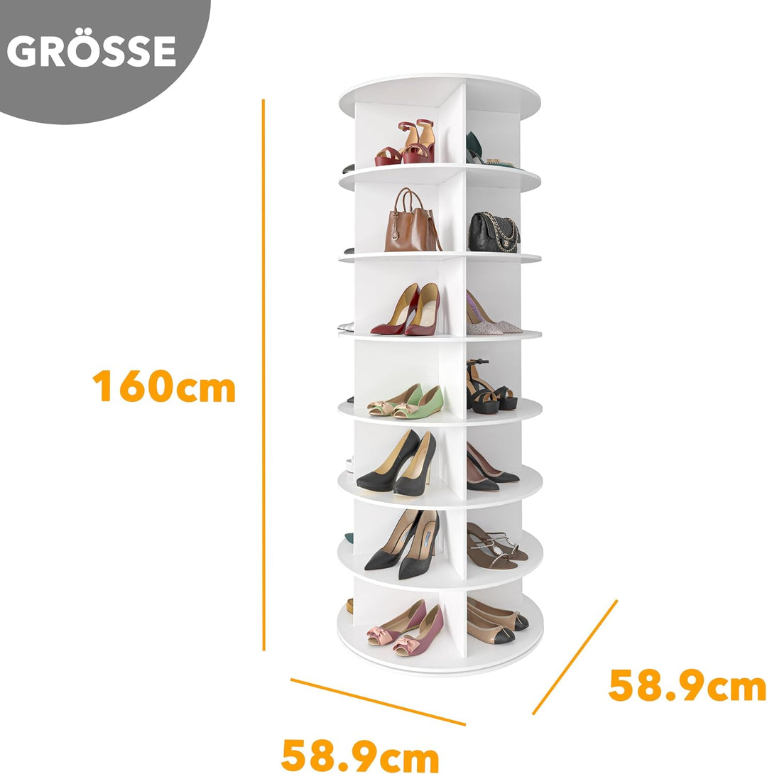 SpaceAid Drehbares Schuhregal mit 7 Ebenen, drehbares Schuhregal, Lazy Susan, drehbares 360-Grad-Sch