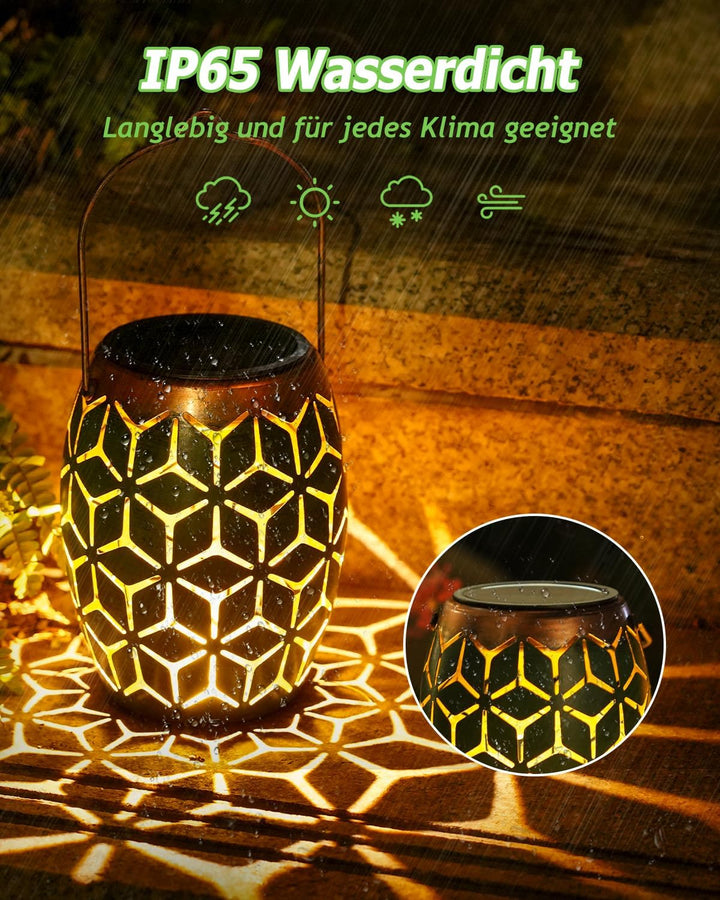 Görvitor Solar Laternen für Draussen 2 Stück, Wasserdicht IP65 Solarlaterne für Aussen Hängend/ Ste