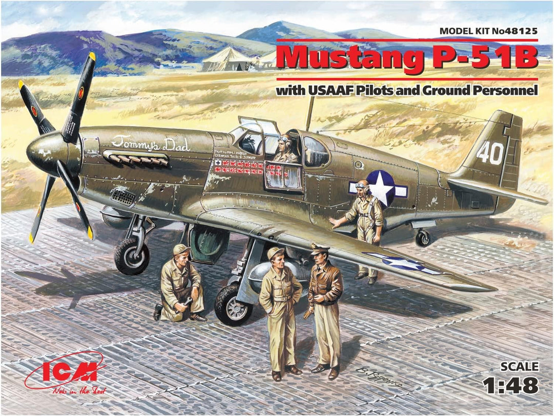 ICM 48125 48125-Mustang P-51B mit USAAF Pilots und Ground Personnel, Sortiert