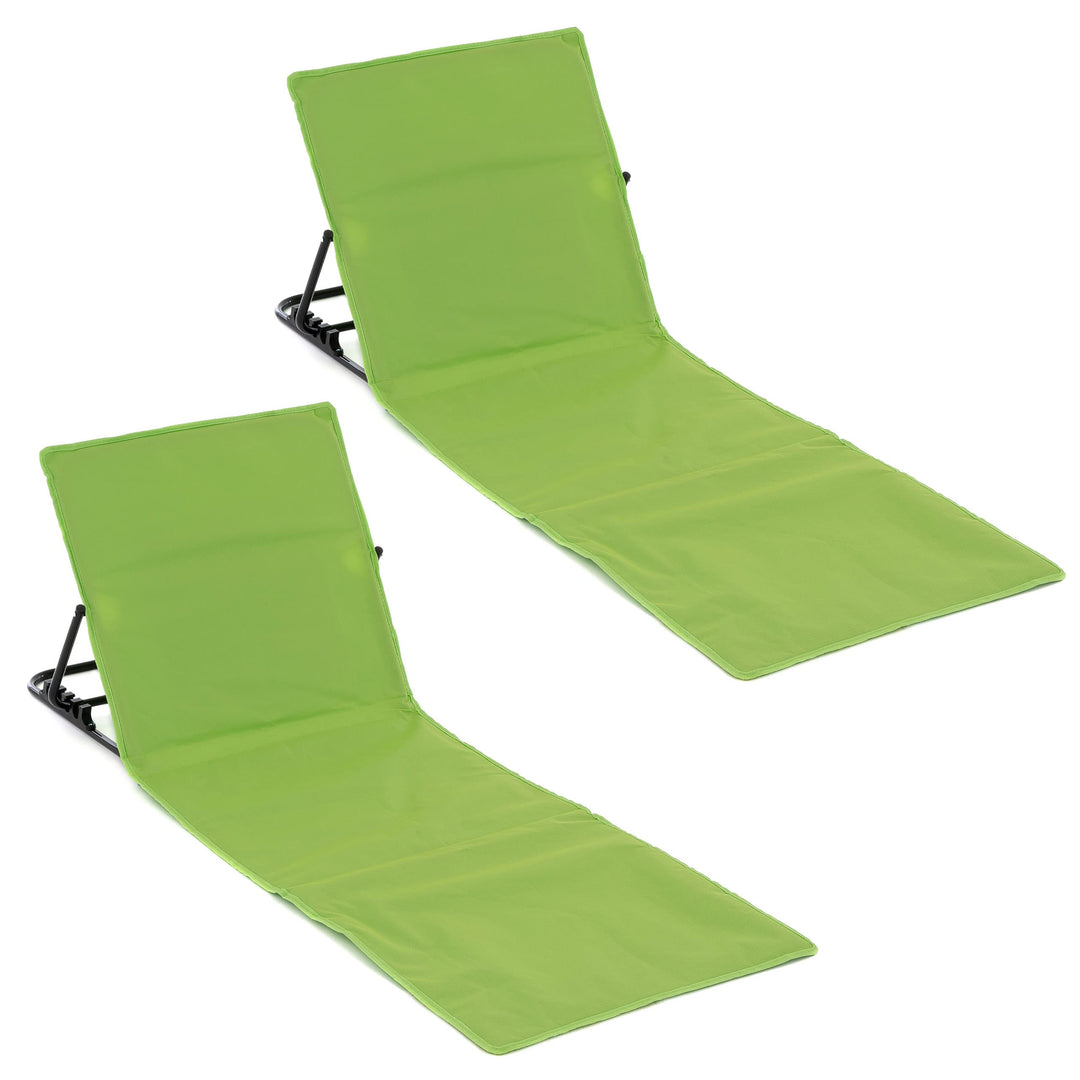 Nexos Trading 2er Set Strandmatte Beach-Matte gepolstert faltbar verstellbare Rückenlehne (Grün), Gr