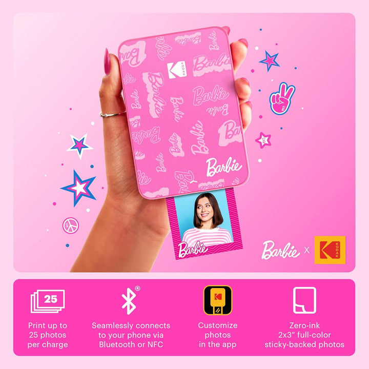 Kodak x Barbie Step Slim Kabelloser Sofortbild-Fotodrucker Geschenk-Bundle (Unverkennbarer Stil) + K