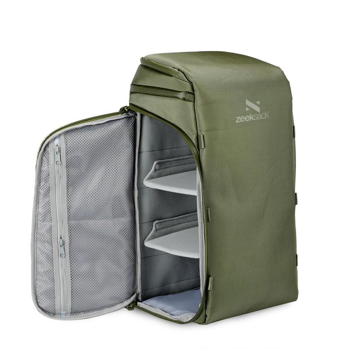 Zeeksack Rucksack Grün 30L - The Organizer Backpack & Reiserucksack mit Laptopfach, herausnehmbaren