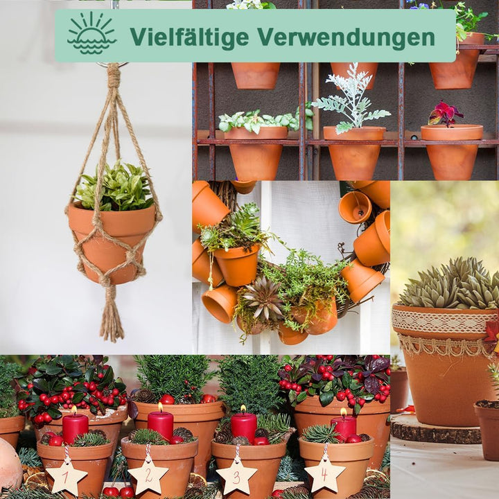 vensovo 10cm Terrakotta-Töpfe mit Untertasse - 6er-Pack Tonblumentöpfe mit Drainage, ideal für Pflan