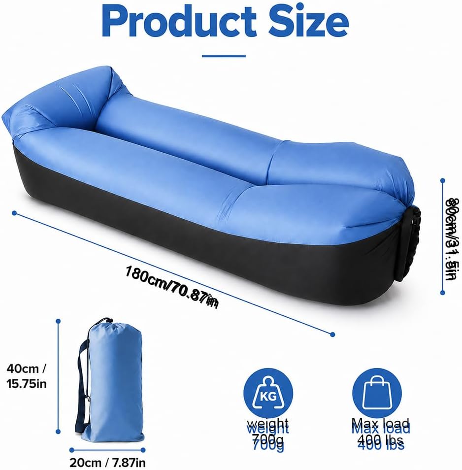 Aufblasbares Sofa, Camping Sofa Aufblasbar, Tragbares Luft Sitzsack mit Aufbewahrungstasche, Air Lou