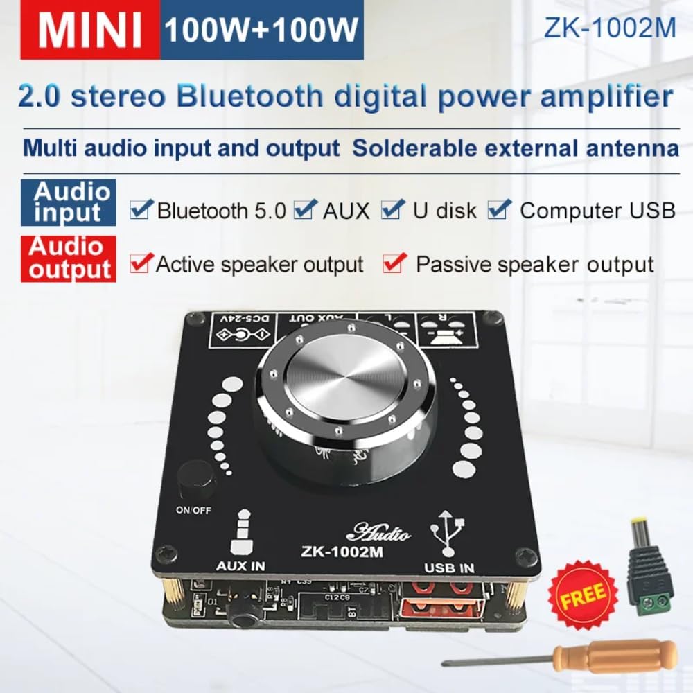 DollaTek 100W + 100W Bluetooth 5.0 Power Audio-Verstärkerplatine Stereo AMP Amplificador Heimkino AU