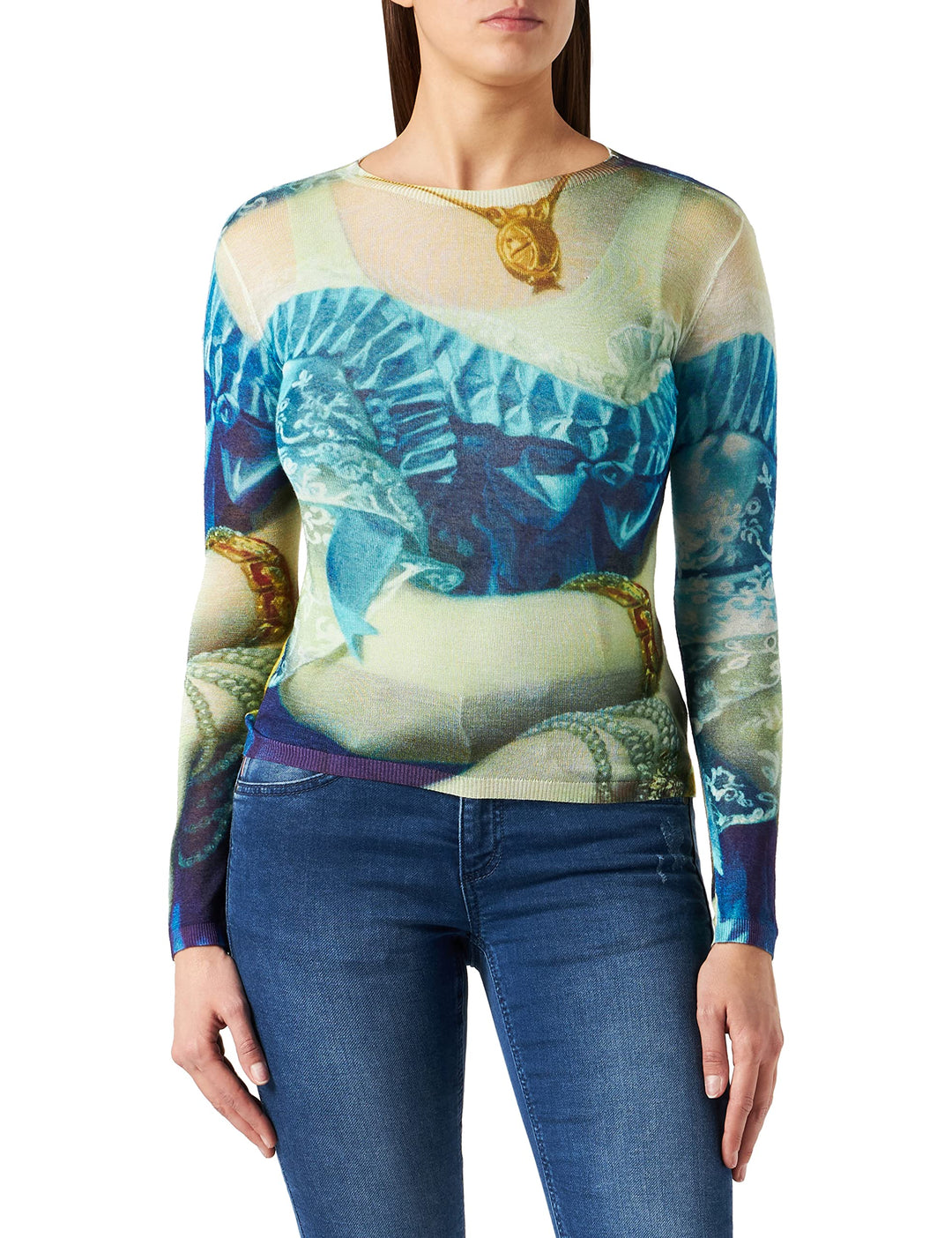 Desigual Damen Ts_Florencia T-Shirt XL Blau, XL Blau