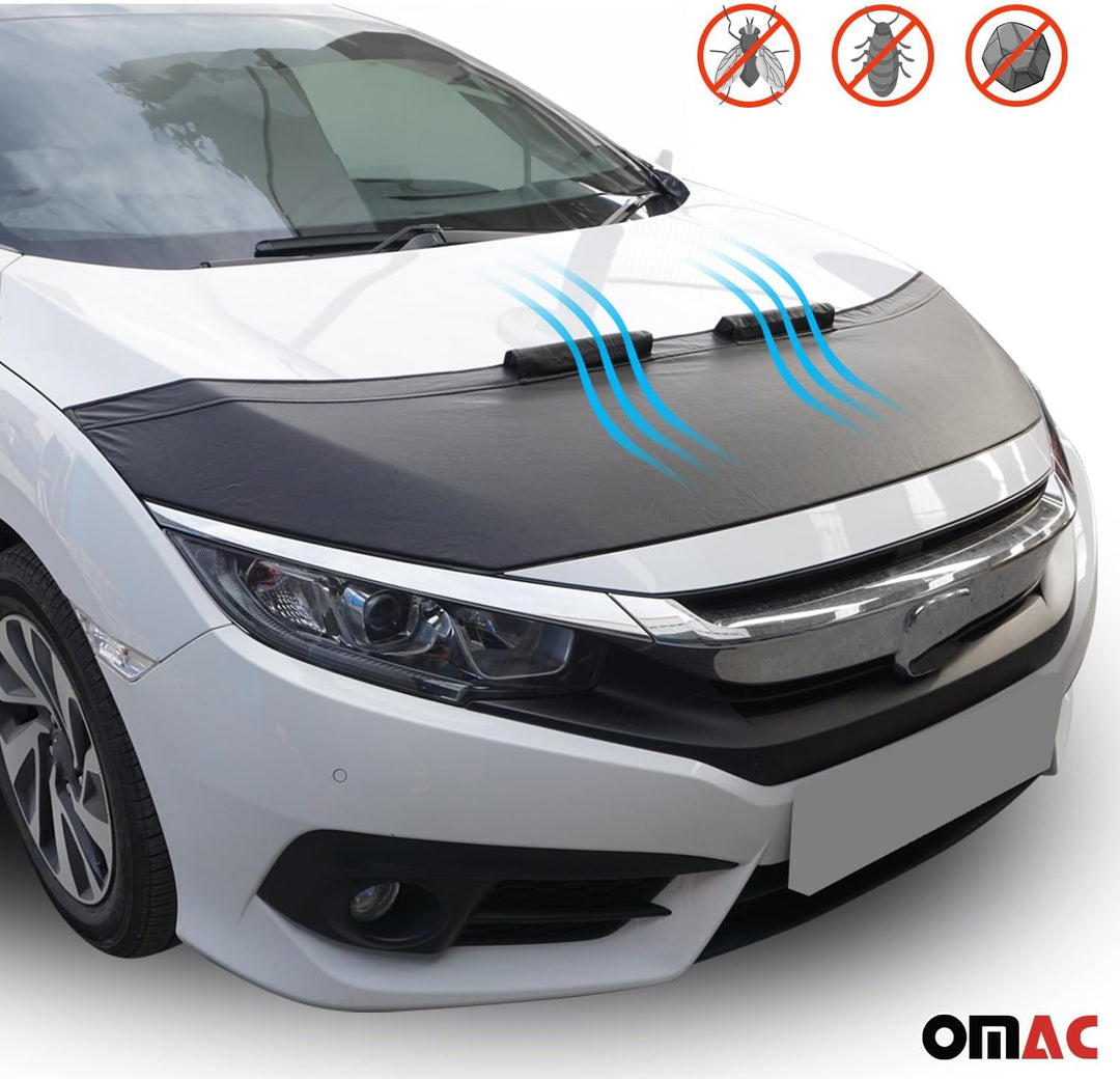 OMAC Haubenbra Steinschlagschutz Bonnet Bra kompatibel mit Peugeot Boxer 2006-2014 Schwarz Halb Schw