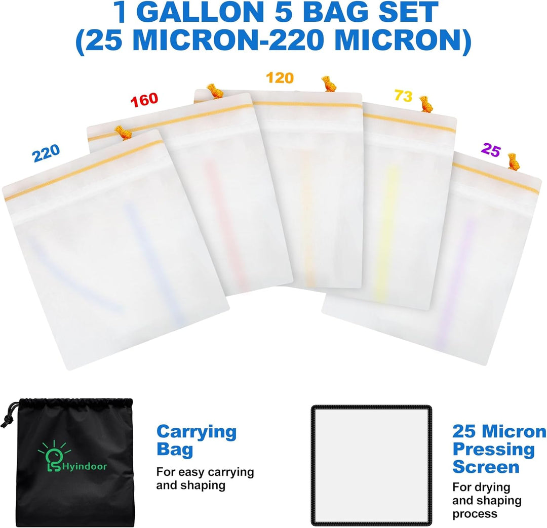 Hyindoor Bubble Bags All Mesh 1 Gallonen 5 Bags Set Bubble Hash Bag Ice-O-Lator Krautig EIS Essenz E